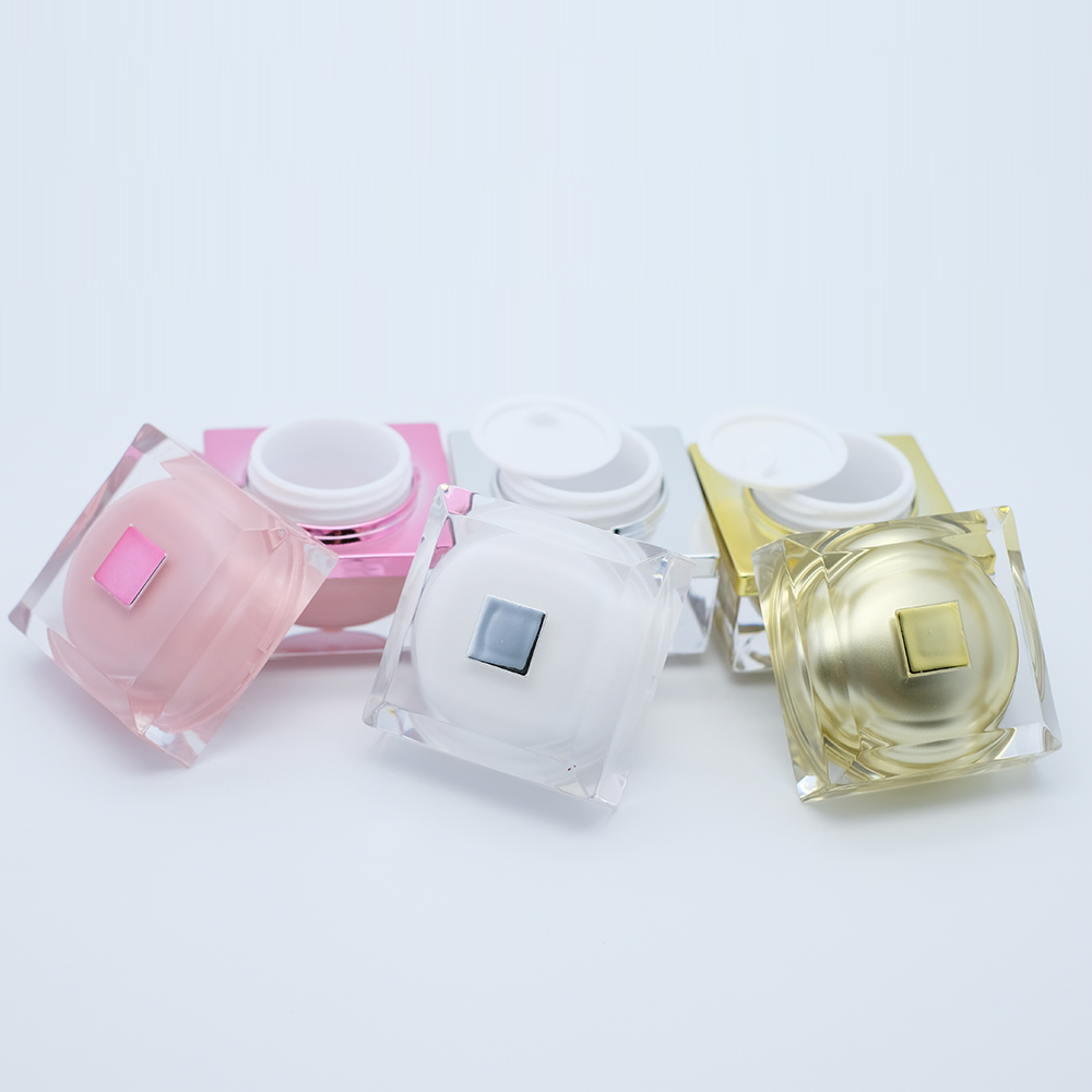 Hengsheng factory New design square shaped clear plastic acrylic cosmetic cream jar 10ml 5ml skin care toner package container