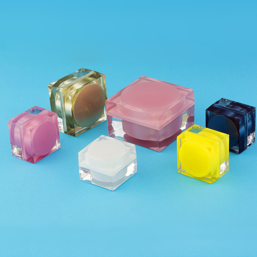 Hengsheng factory manufacture empty square shaped clear plastic PS acrylic cosmetic cream jar 5ml 15ml 30ml