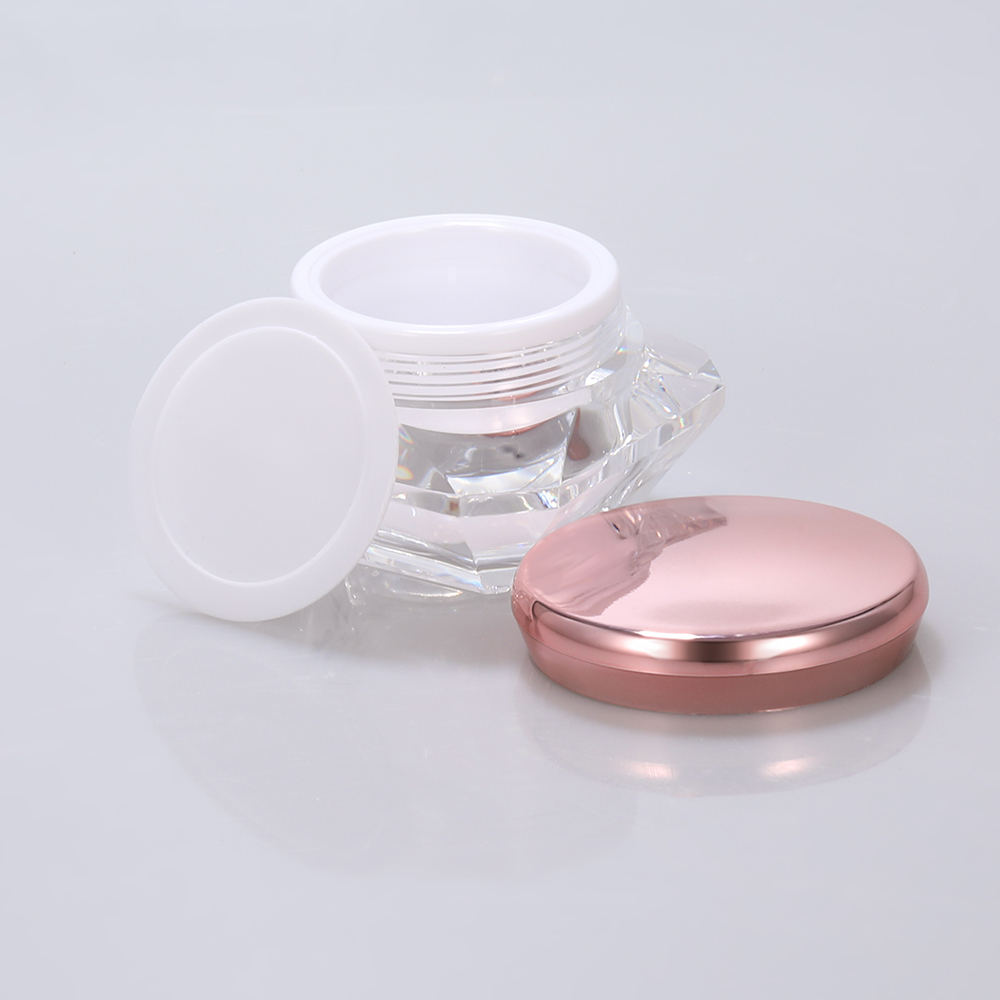Hengsheng factory wholesale custom plastic acrylic rose gold cosmetic cream diamond shape jar