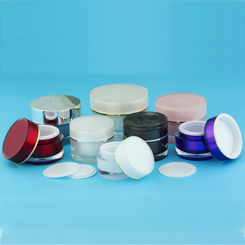 Hengsheng factory wholesale popular classic clear cylinder round acrylic cosmetic cream jar 5ml 10ml 15ml 20ml 25ml 30ml 50ml
