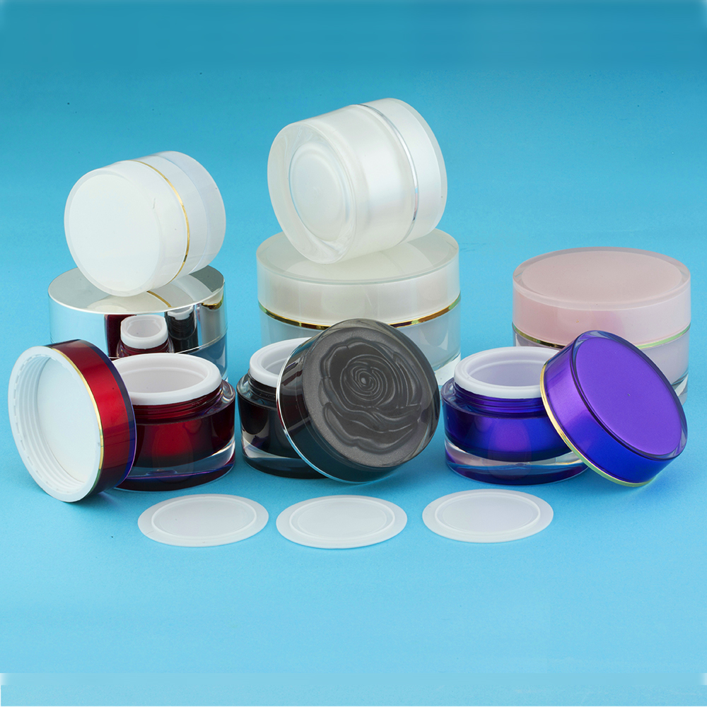 Hengsheng factory wholesale popular classic clear cylinder round acrylic cosmetic cream jar 5ml 10ml 15ml 20ml 25ml 30ml 50ml