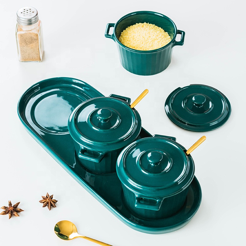 Hepburn Style Ceramic Seasoning Jar Creative Kitchen seasoning Household salt large capacity seasoning jar set combinati
