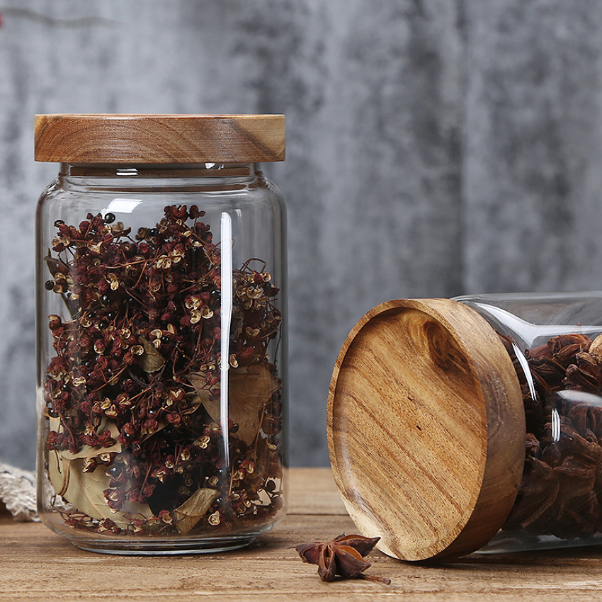 Herb Biscuit Canister Set Food Grade Storage Coffee Cookie Candy Airtight Glass Cylinder Jar