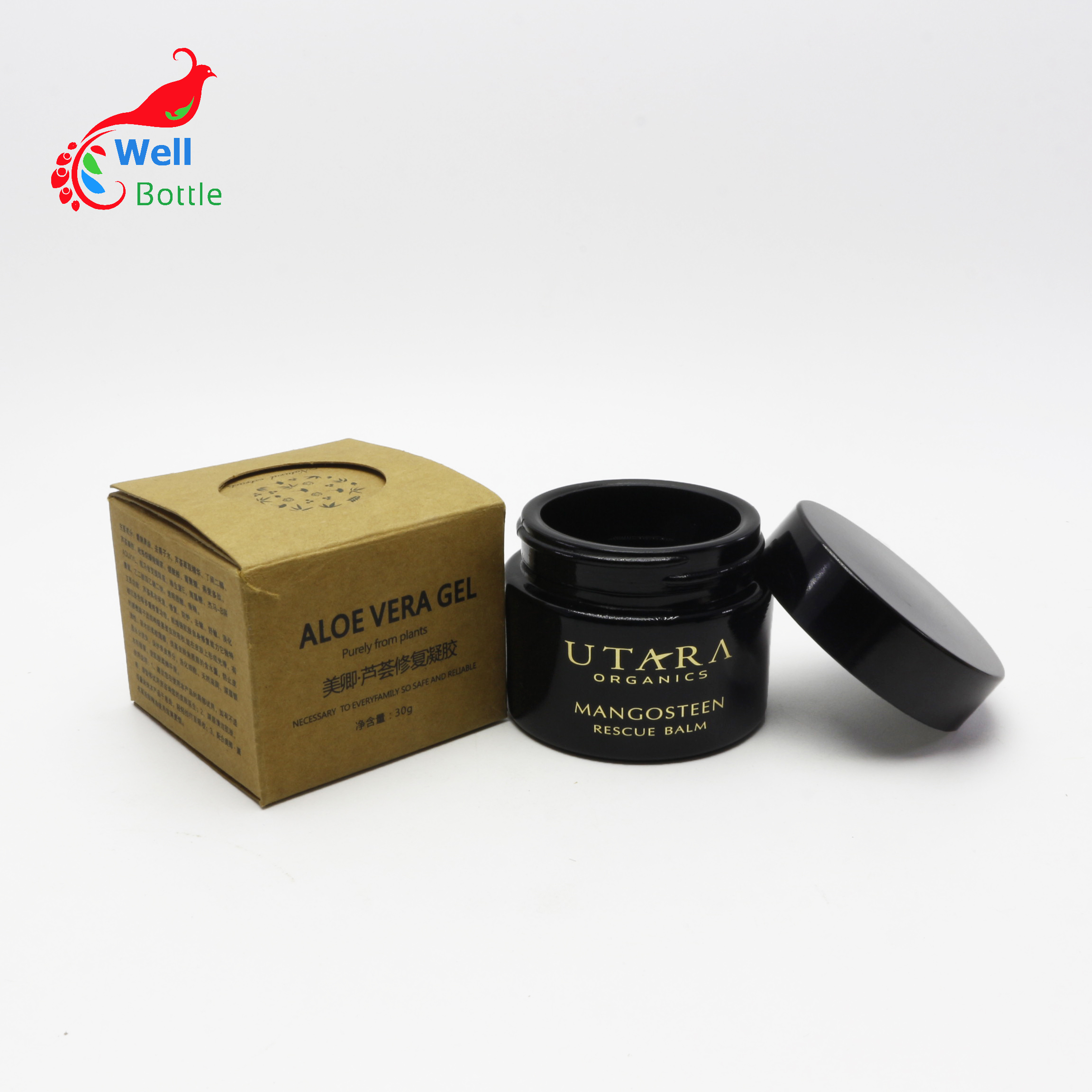 Herb Container Uv violet Glass SmellProof Stash Jar 250 ml with ARC black lid Keep Goods Fresh for Months DV232E