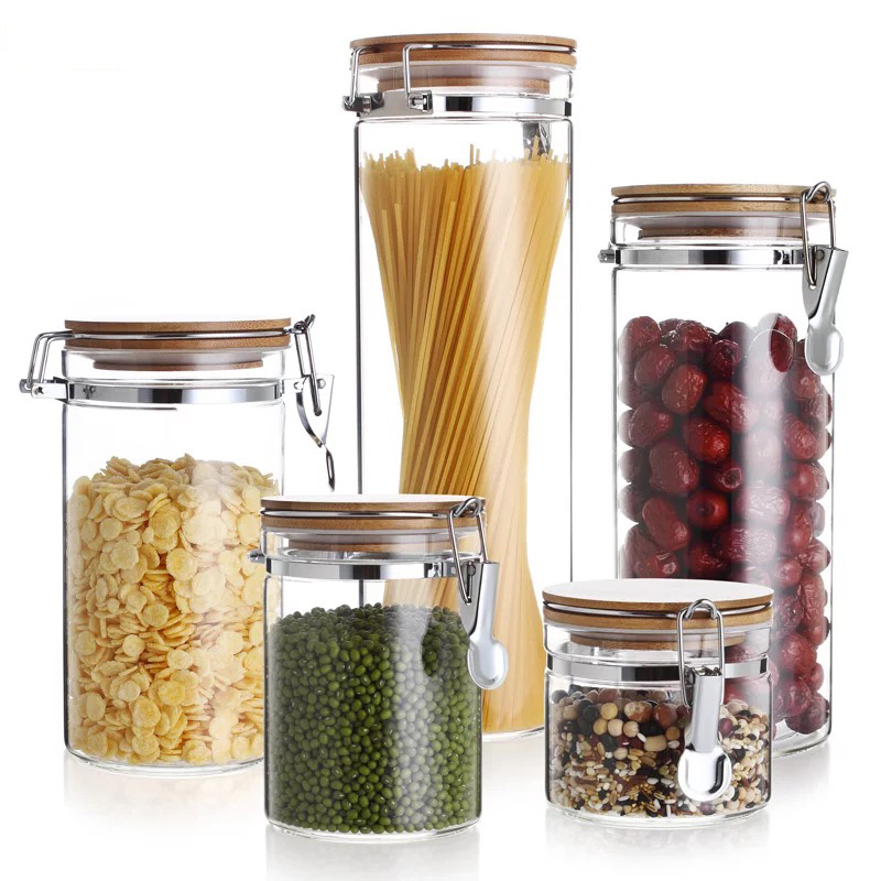 Herb Glass Jar Customizable Sticker With Bamboo Lid Weed Empty Storage Container Herb Weed Glass Jar GSJ-19S