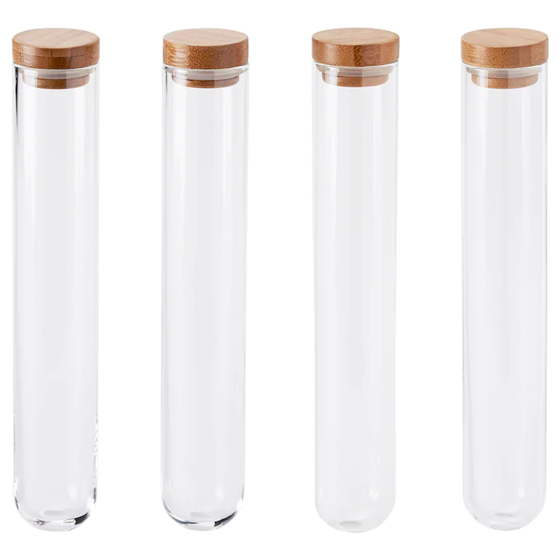 Herb Pot Storage Glass Preroll Doob Tubes With Wood Lid