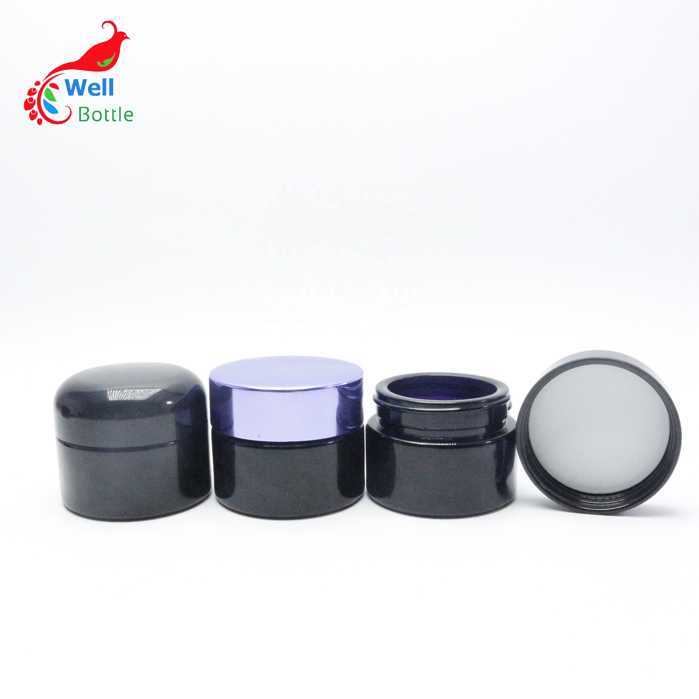 Herb Preserve Capacity violet Screwtop Jar Black Ultraviolet Refillable Glass Stash VJ114E