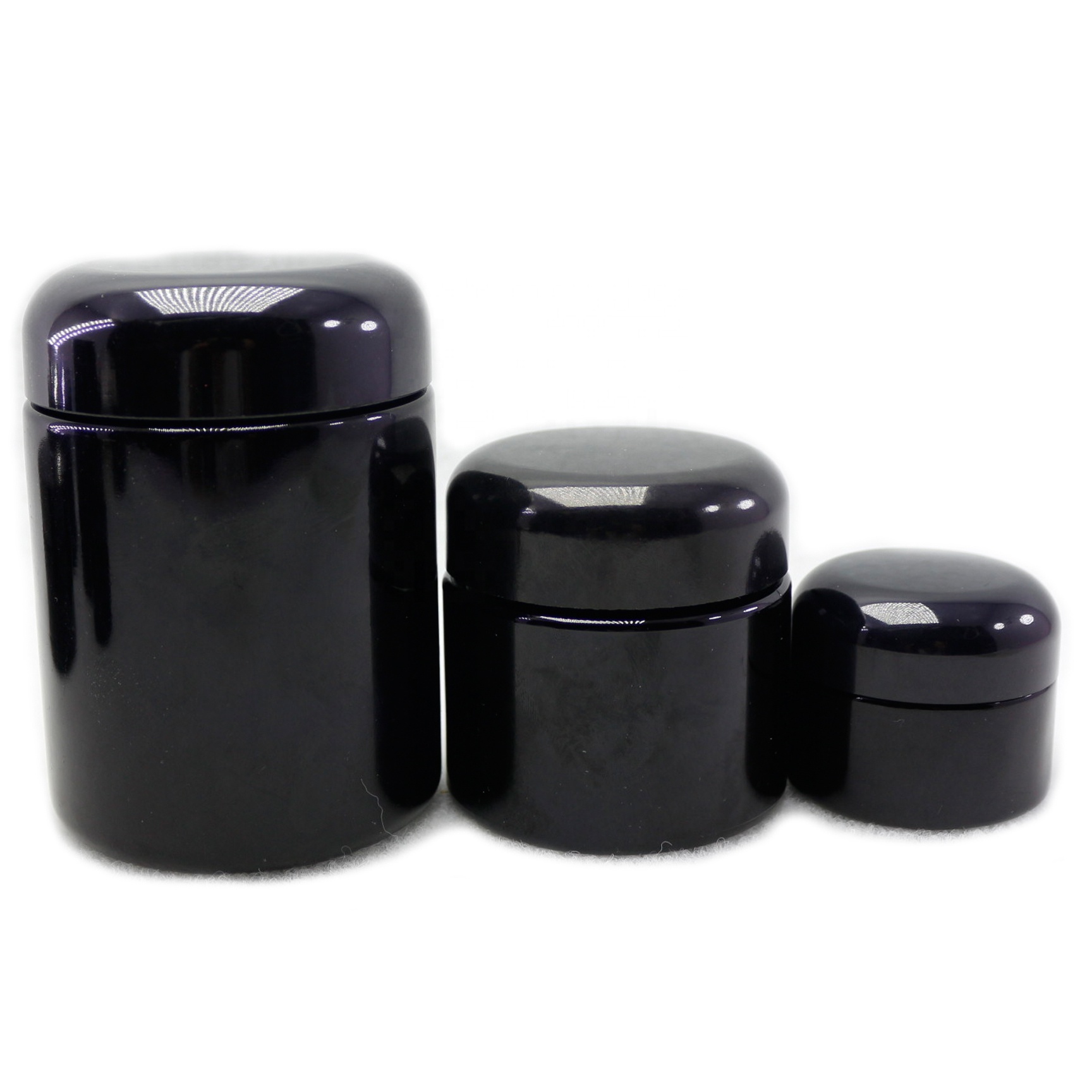 Herb Preserve Capacity violet Screwtop Jar Black Ultraviolet Refillable Glass Stash VJ114E