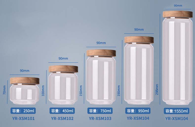 Hermetic Canister Clear Glass Jars With Acacia Mangium Lids Storage Containers Serving For Pantry Flour Grains Tea Candy Spice