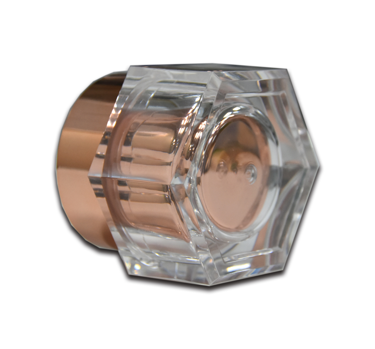 Hexagon Elegant Rose Gold Cosmetic Facial-pack Neck Cream Double Wall Acrylic Plastic Cream Jar 50g