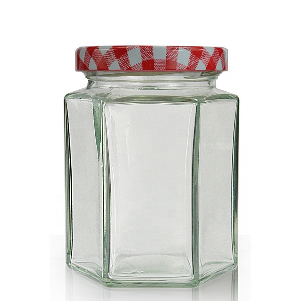 Hexagon Glass Jar 4 oz (120ml) Squat w/ Gold Lid