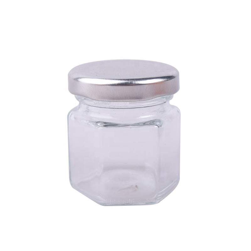 Hexagon Glass Jars Small Mason Jars with Silver Lids for Wedding, Party Favors, Shower Favors, Honey, Canning, Spice