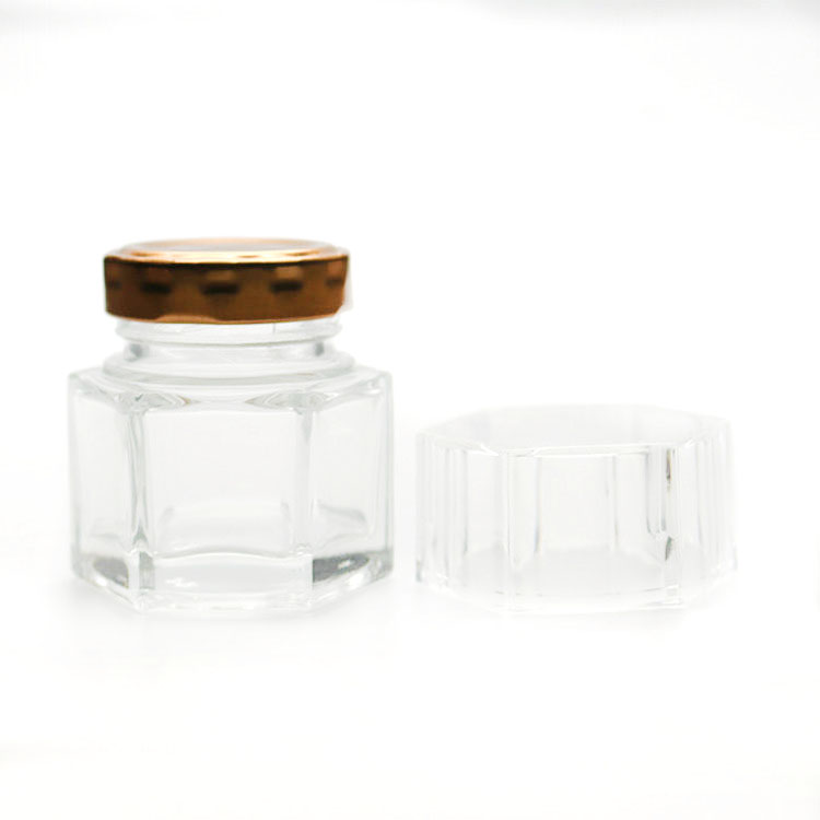 Hexagon Shape Honey Pot Jar 60 ml Heat-Resistant Glass Storage Container for Home Kitchen