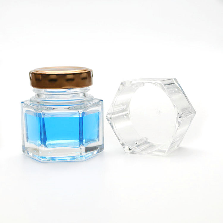 Hexagon Shape Honey Pot Jar 60 ml Heat-Resistant Glass Storage Container for Home Kitchen