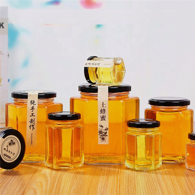 Hexagon glass bottle 12oz honey bottle suppliers 750ml glass bottles honey