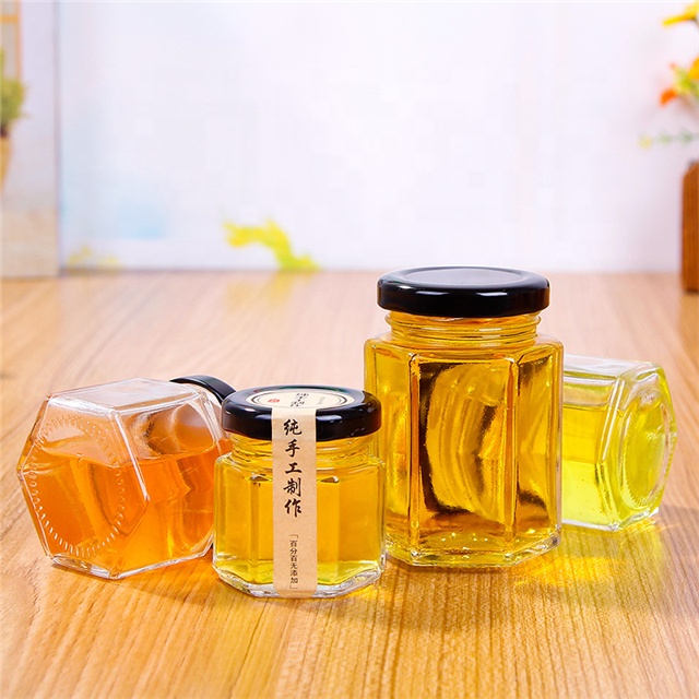 Hexagon glass bottle 12oz honey bottle suppliers 750ml glass bottles honey