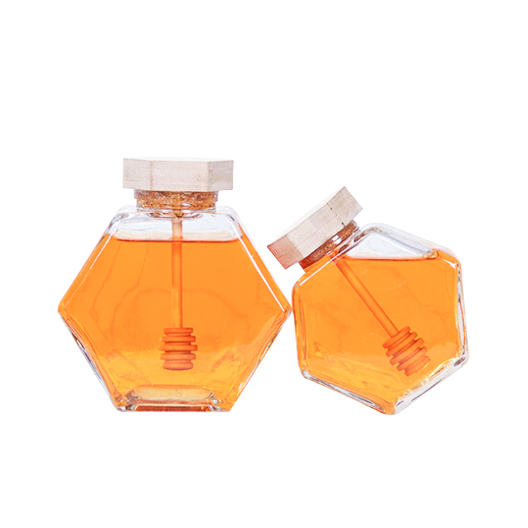 Hexagonal 180ml-500ml Clear Food Glass Jar for Honey Storage