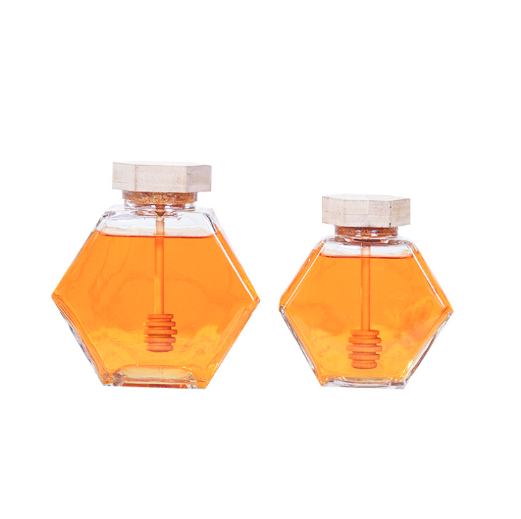 Hexagonal 180ml-500ml Clear Food Glass Jar for Honey Storage