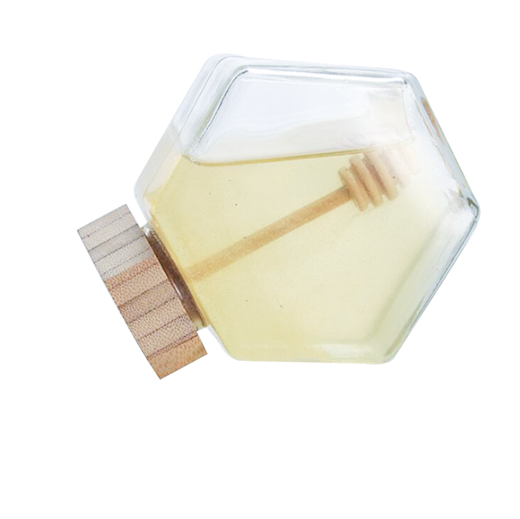 Hexagonal 180ml-500ml Clear Food Glass Jar for Honey Storage