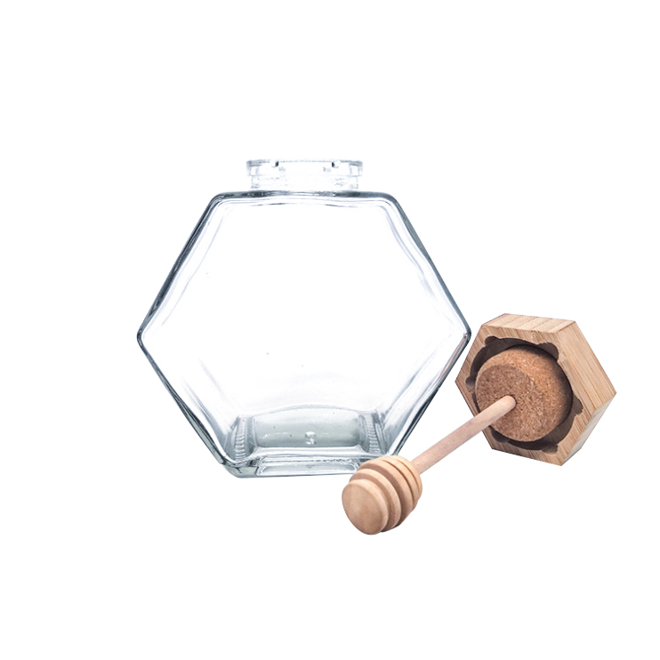 Hexagonal 180ml-500ml Clear Food Glass Jar for Honey Storage
