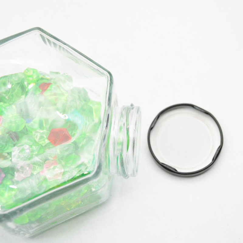 Hexagonal Clear Glass Honey Jars Containers For Jam Sugar Storage