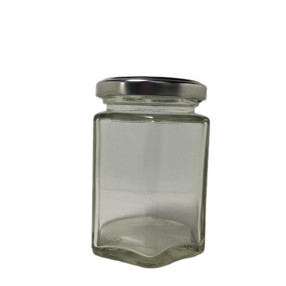 Hexagonal Clear Glass Jar with 63mm Fruity Twist Off Lid