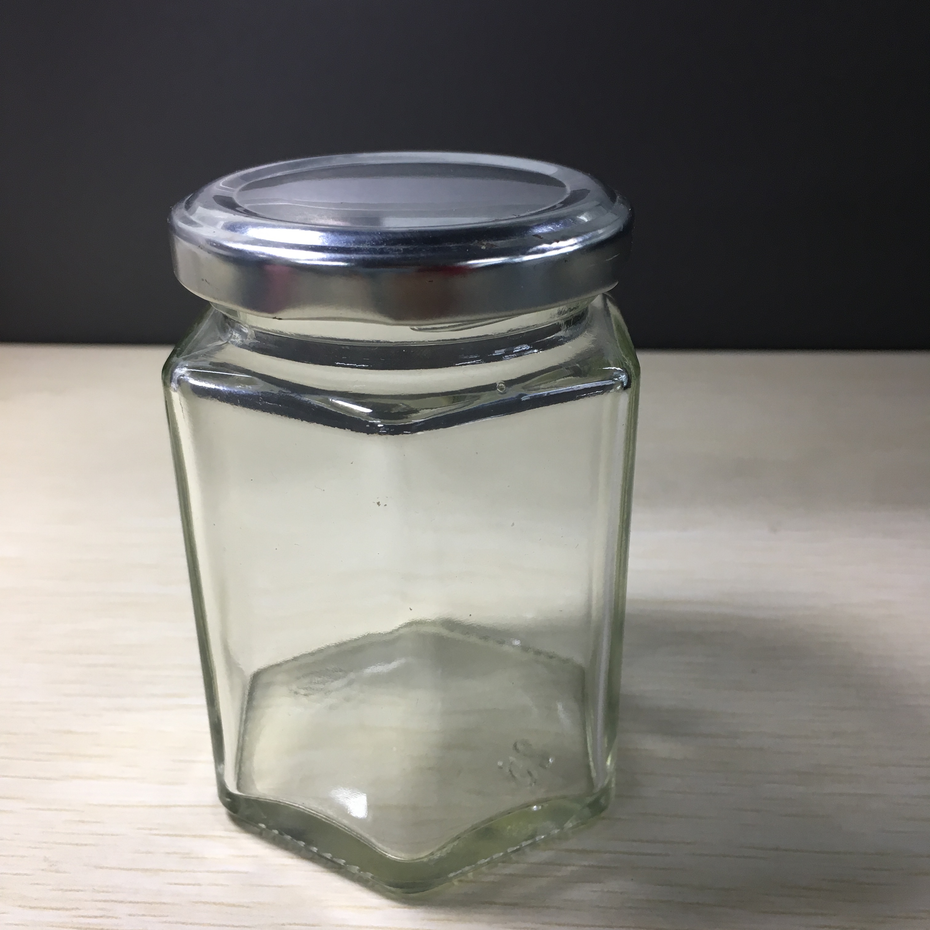 Hexagonal Clear Glass Jar with 63mm Fruity Twist Off Lid