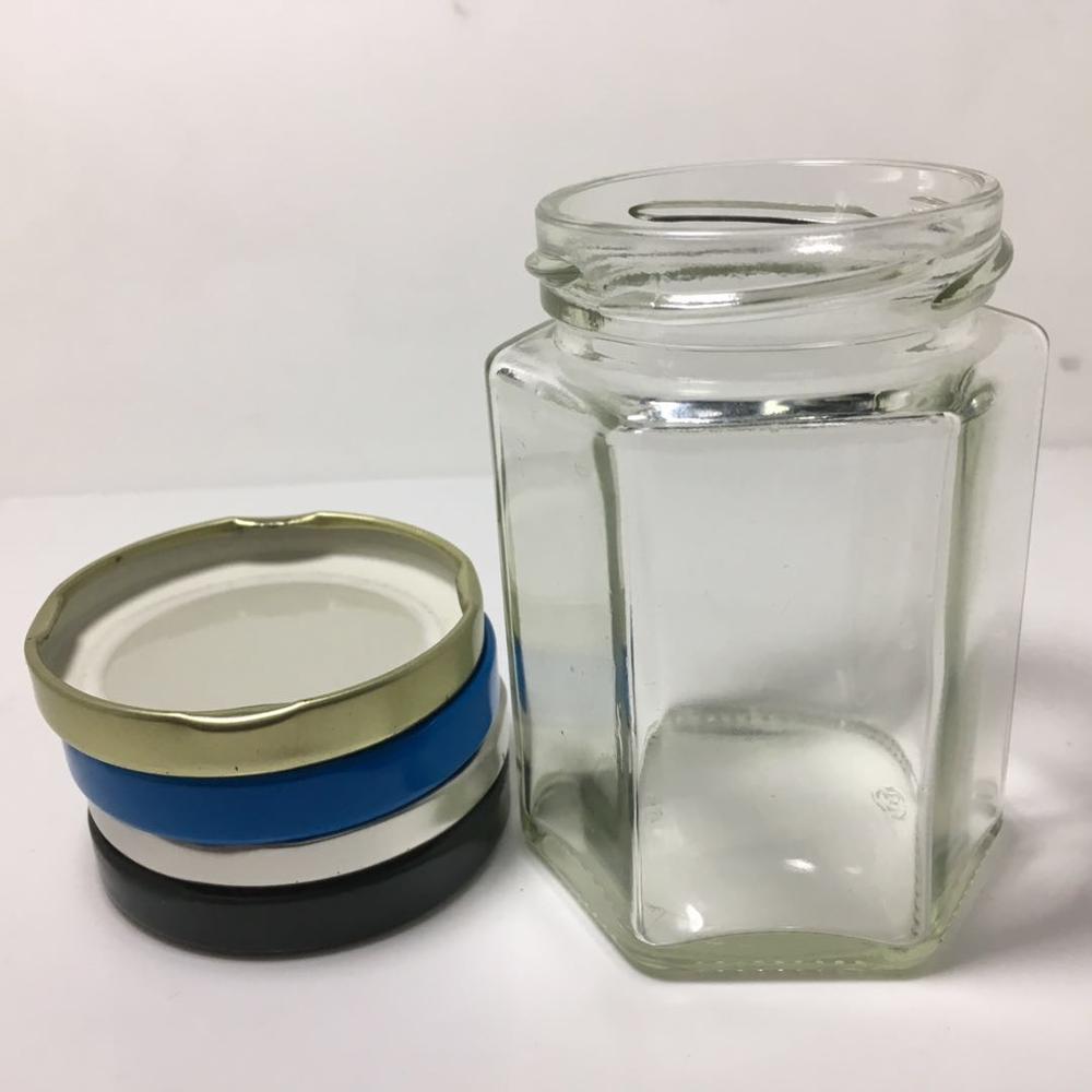 Hexagonal Clear Glass Jar with 63mm Fruity Twist Off Lid