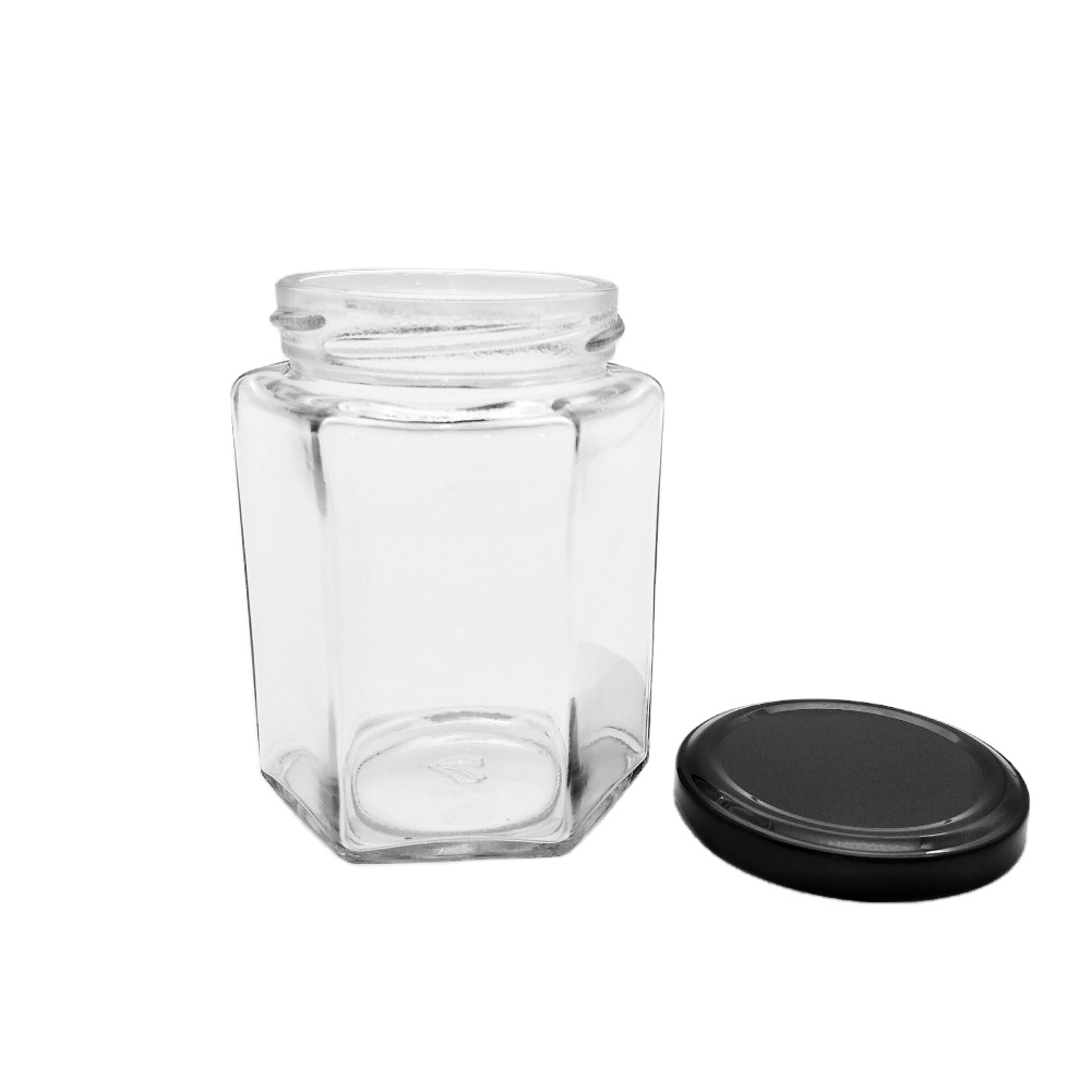 Hexagonal Glass Canister Glass Jar For Honey