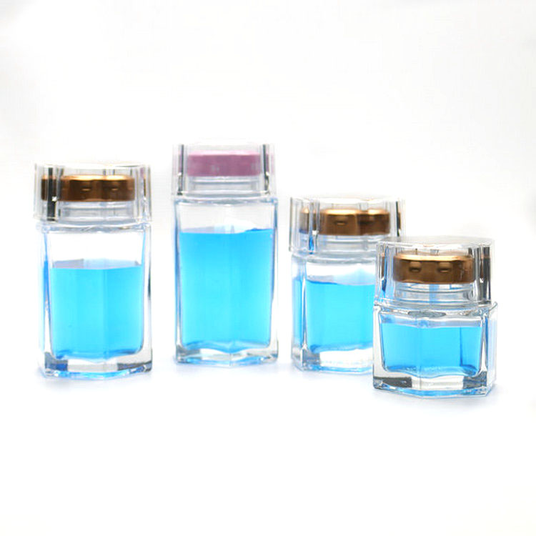 Hexagonal Glass Clear Empty Jar with Metal Airtight Lid