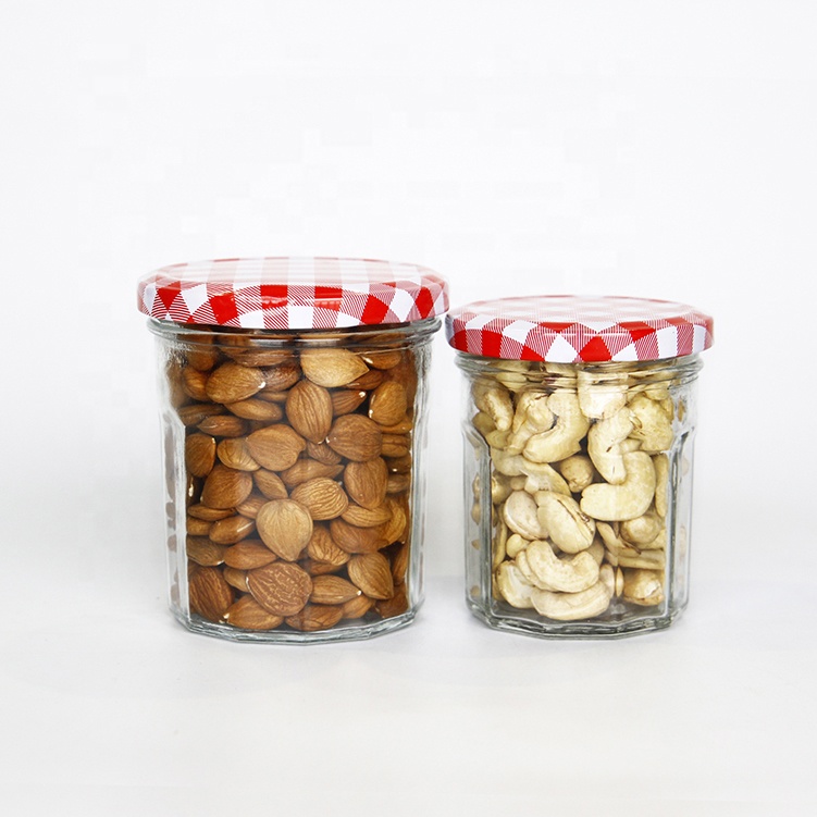 Hexagonal Glass Jam Jelly Conserve Glass Jars With Lid