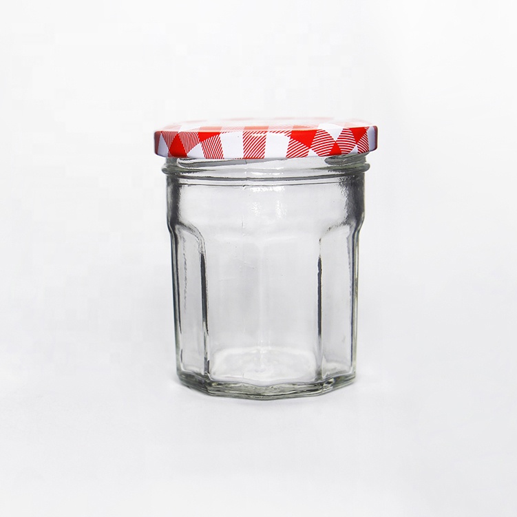Hexagonal Glass Jam Jelly Conserve Glass Jars With Lid