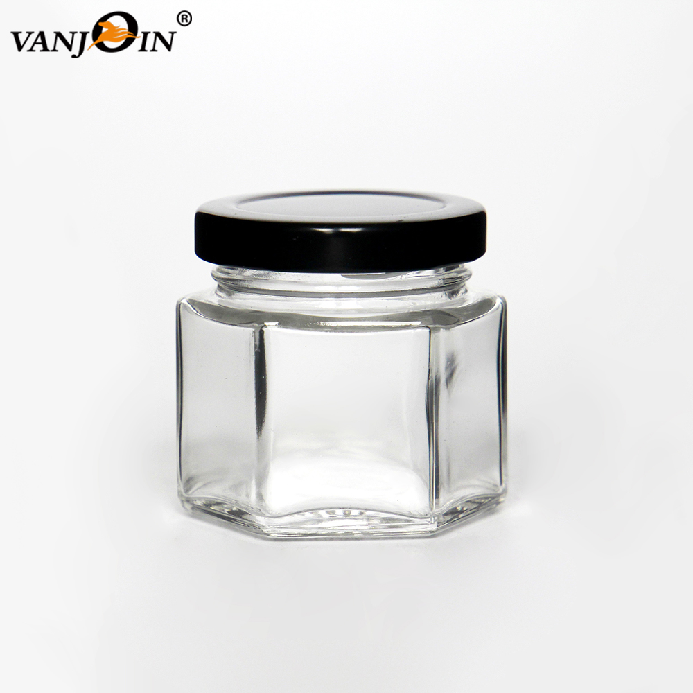 Hexagonal family size jars 45ml 65ml 100ml 200ml 290ml 400ml 500ml 700ml Glass Storage Canning Honey Jam Jelly jars