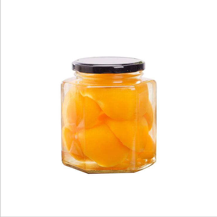 Hexagonal glass nuts jam storage jar christmas glass jar with screw top lid