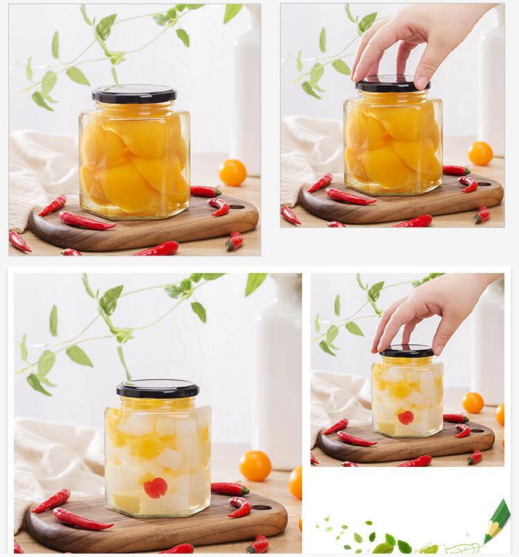 Hexagonal glass nuts jam storage jar christmas glass jar with screw top lid