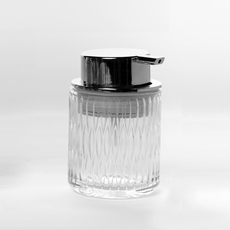 Hicheon Unique shape Glass shampoo bottle press pump hand sanitizer bottle bathing set