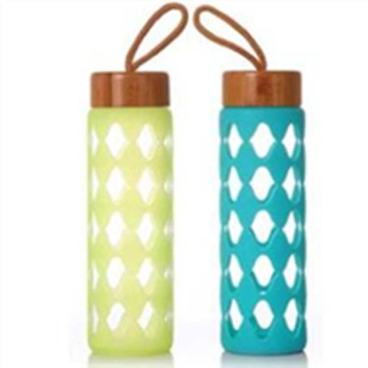 High Borosilicate Double Wall Glass Drink Bottle With Lid
