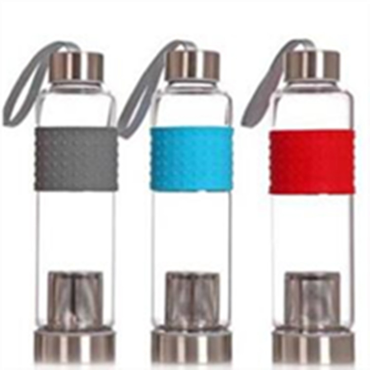 High Borosilicate Double Wall Glass Drink Bottle With Lid