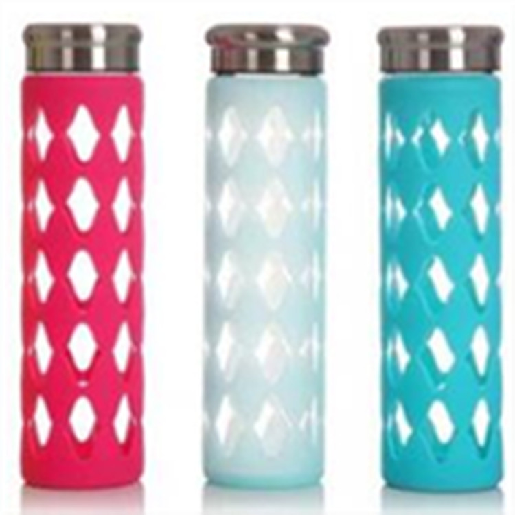 High Borosilicate Double Wall Glass Drink Bottle With Lid