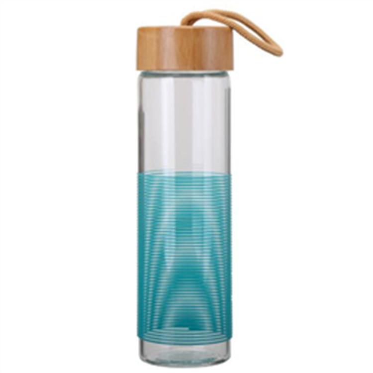 High Borosilicate Double Wall Glass Drink Bottle With Lid
