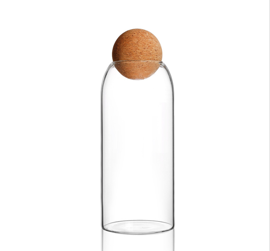 High Borosilicate Glass Airtight Bottles Food Storage Containers Jar With Cork Ball Lid Stoppers