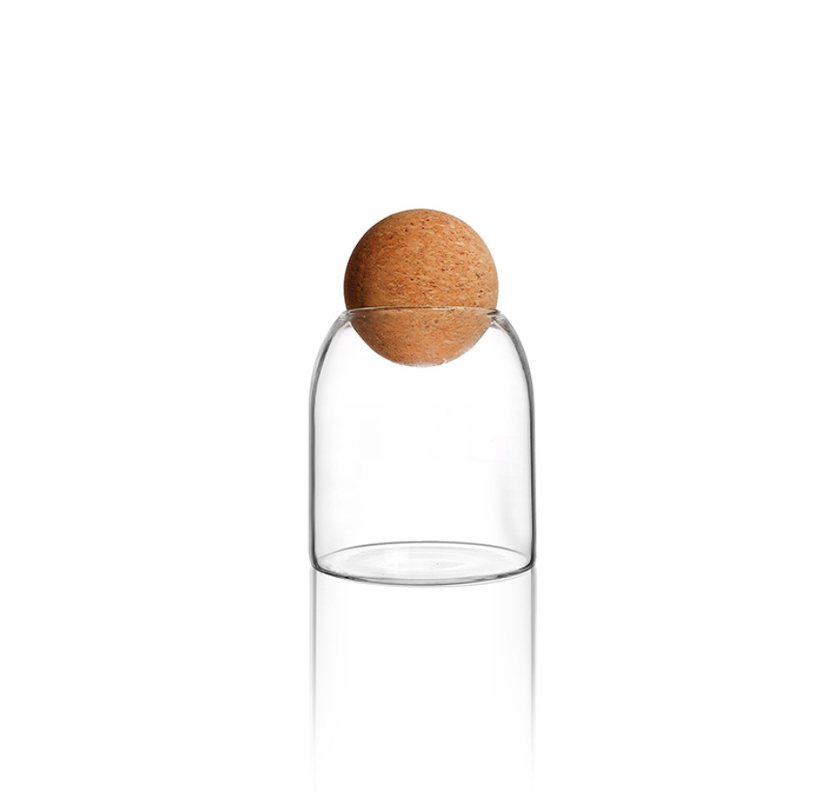 High Borosilicate Glass Airtight Bottles Food Storage Containers Jar With Cork Ball Lid Stoppers