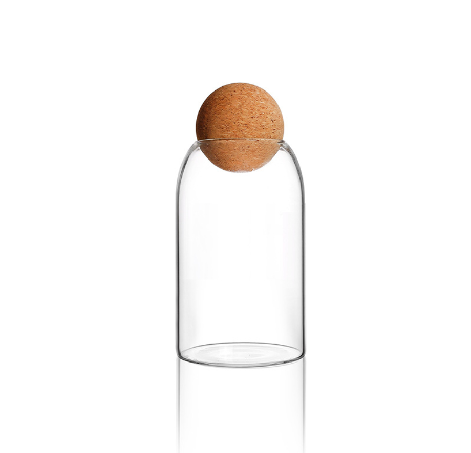 High Borosilicate Glass Airtight Bottles Food Storage Containers Jar With Cork Ball Lid Stoppers