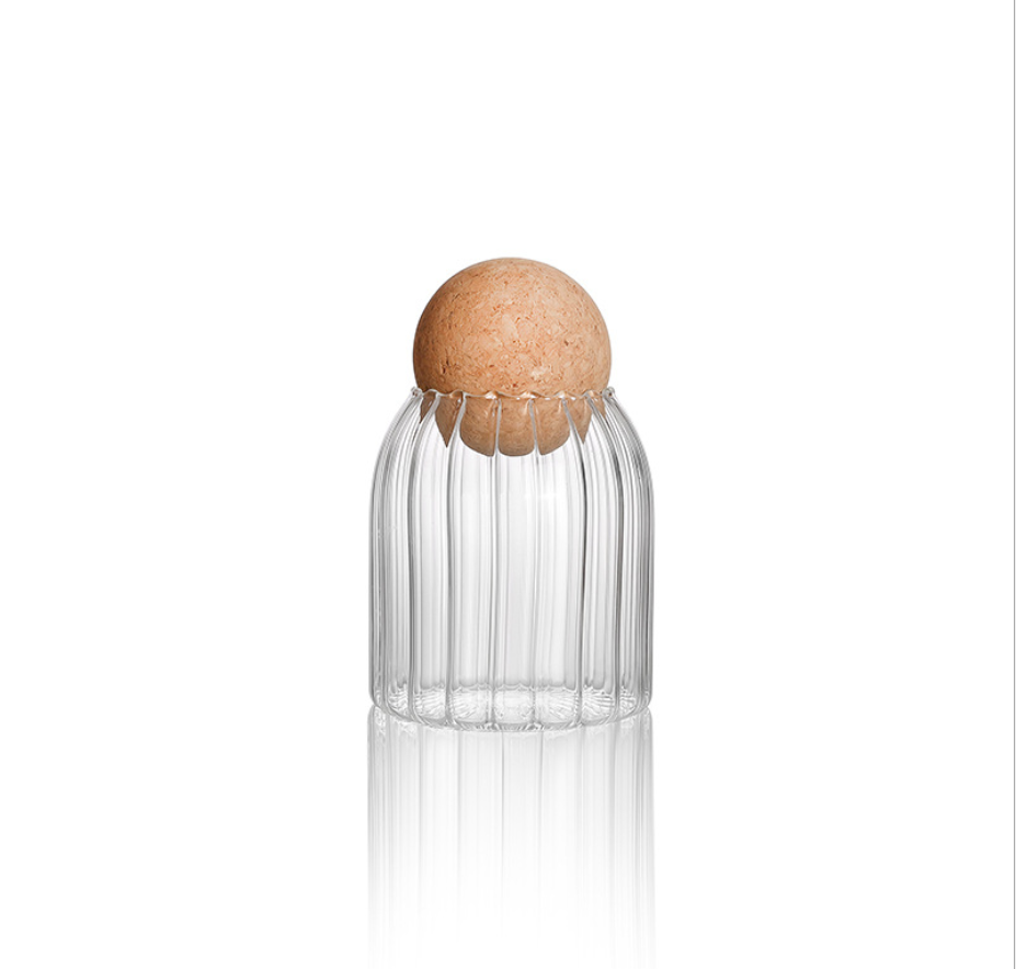 High Borosilicate Glass Airtight Bottles Food Storage Containers Jar With Cork Ball Lid Stoppers