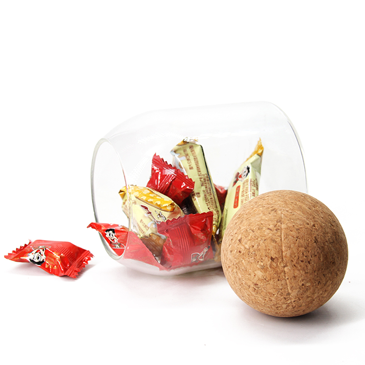 High Borosilicate Glass Airtight Food Storage Container Jar With Cork Ball Lid Stopper