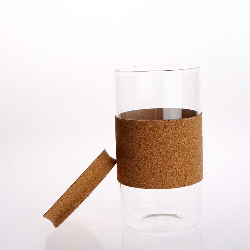 High Borosilicate Glass Airtight Kitchen Food Canister with Cork lid for Storage