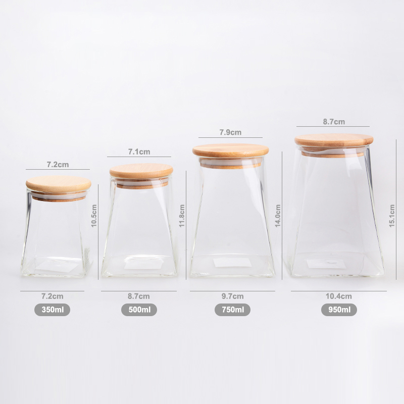 High Borosilicate Glass Airtight Round Food Storage Canister with Bamboo Lid