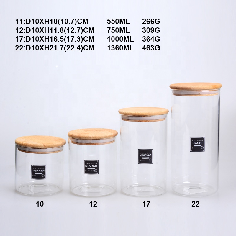 High Borosilicate Glass Canister With Bamboo Lids