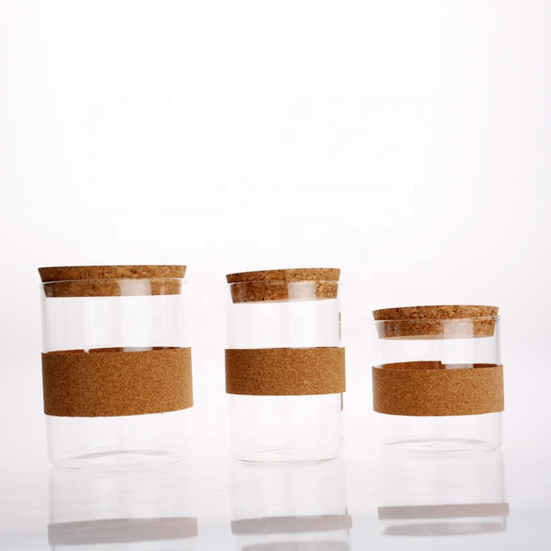 High Borosilicate Glass Canister with Cork Lid for Storage