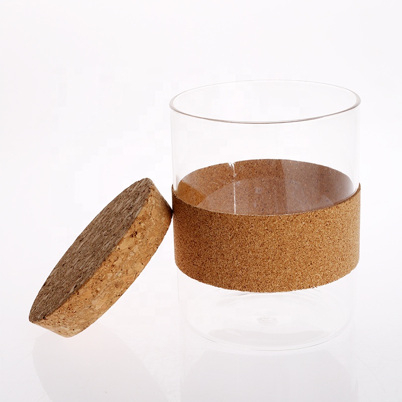 High Borosilicate Glass Canister with Cork Lid for Storage